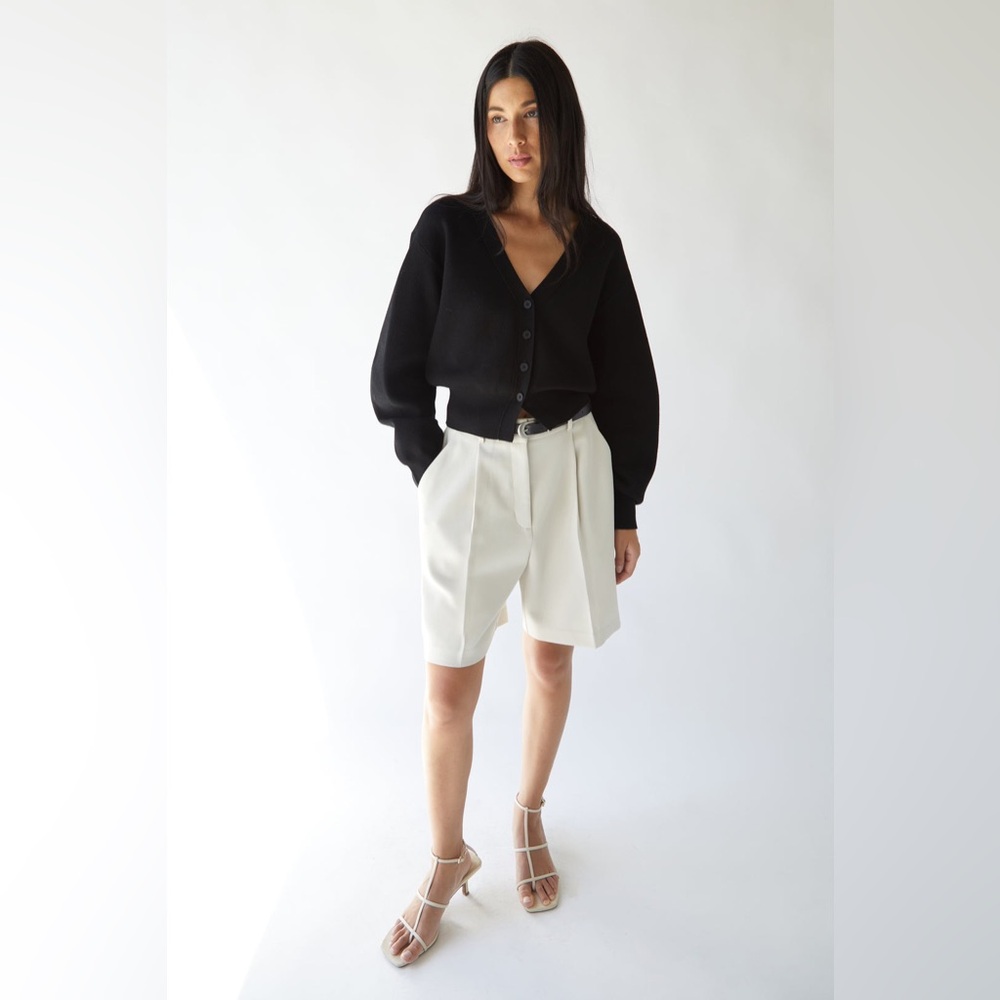 Oak & Fort Black Cropped Cardigan Small Capsule Wardrobe Neutral Aesthetic